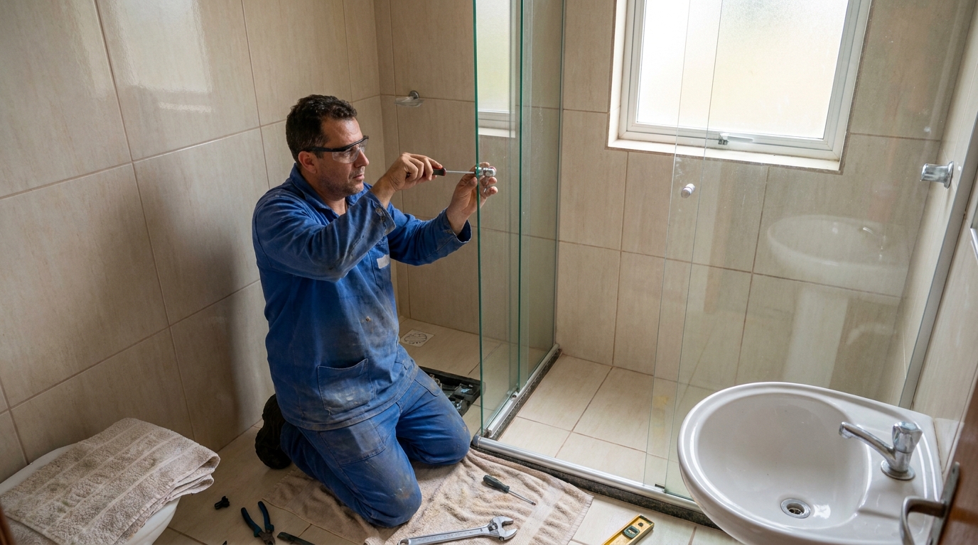 Técnico realizando manutenção de box em Manaus‑AM